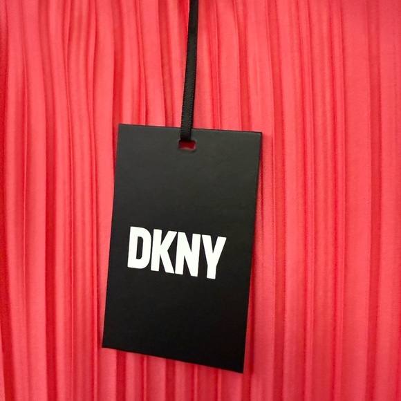 DKNY Women's Vibrant Pink PLEATED Midi Dress - Picture 5 of 7